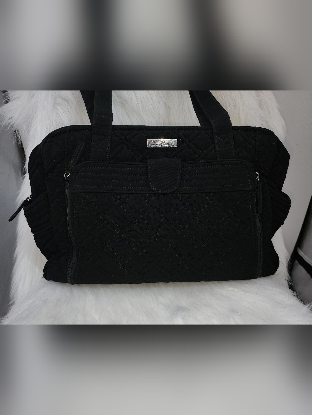 Vera Bradley Black Quilted On the StrollTote Bag Diaper Bag - Picture 3 of 9